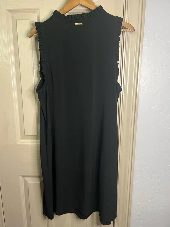 Michael Kors Womens Sleeveless Dress 1X Black Ruffle Contemporary Minimalist - Picture 2 of 6